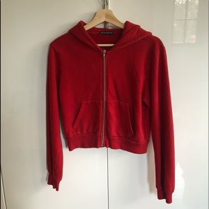 women’s red zip up